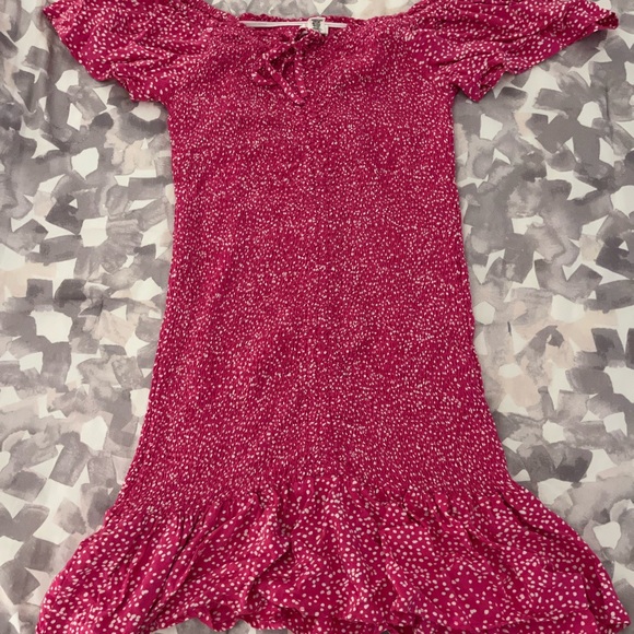 2 FOR $20 - WORN 2x - Pink Polka Dot Mini Scrunch Dress - Picture 3 of 3